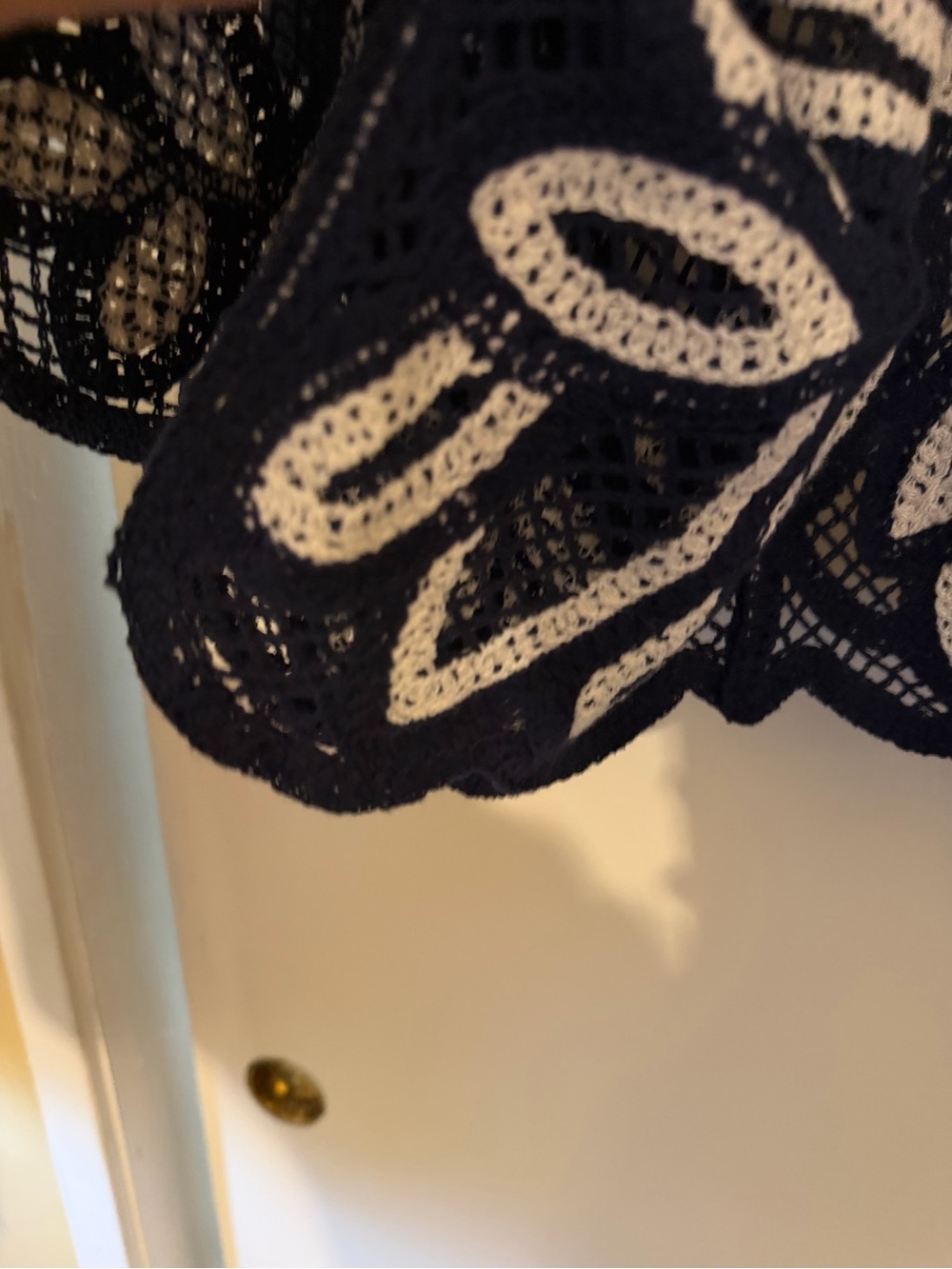 Chico's Navy and White Openwork Crochet Cardigan Shrug - Picture 8 of 8